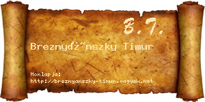 Breznyánszky Timur névjegykártya